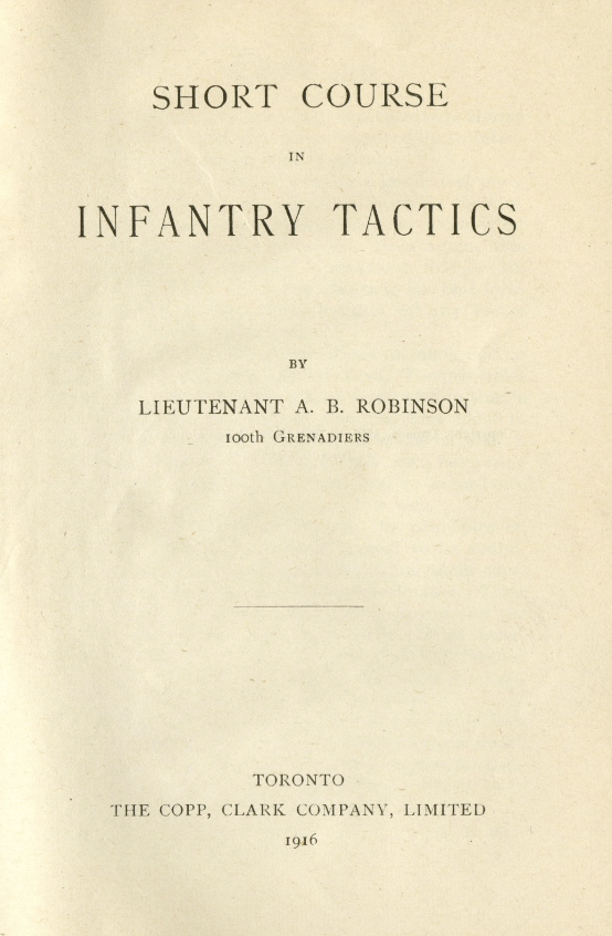 Short Course In Infantry Tactics Wartime Canada